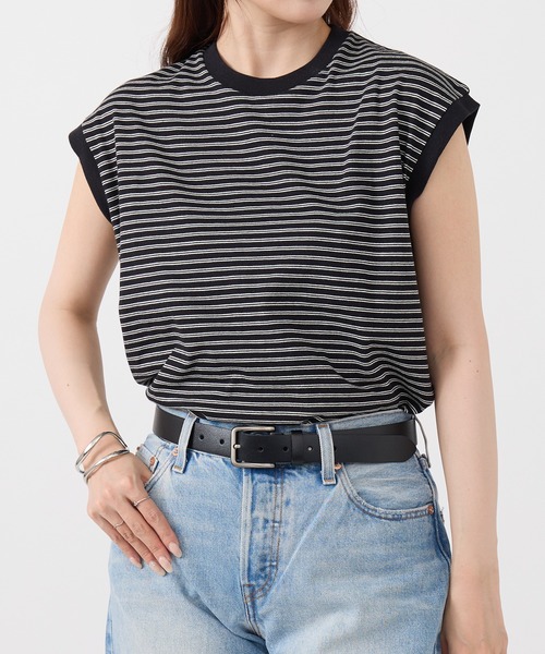 Healthknit(ヘルスニット)の「【Healthknit】26SS Classic Border Jersey Crewneck Sleeveless 51050(Tシャツ/カットソー・レディース・パープル/ブラック・FREE)」の1枚目の写真