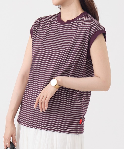 Healthknit(ヘルスニット)の「【Healthknit】26SS Classic Border Jersey Crewneck Sleeveless 51050(Tシャツ/カットソー・レディース・パープル/ブラック・FREE)」の4枚目の写真