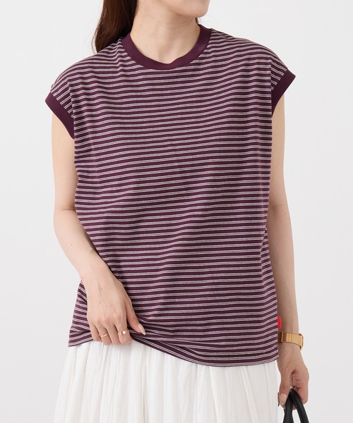 Healthknit(ヘルスニット)の「【Healthknit】26SS Classic Border Jersey Crewneck Sleeveless 51050(Tシャツ/カットソー・レディース・パープル/ブラック・FREE)」の3枚目の写真