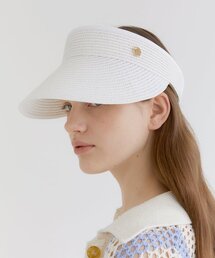 HALDEN(�n���f��)��basic logo pendant raffia sun visor (C009_white)(�T���o�C�U�[)