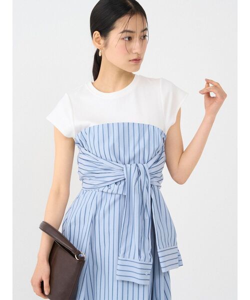 LAGUNAMOON(ラグナムーン)の「カットドッキングシャツレイヤードワンピース 【オフィスカジュアル】【半袖】(ワンピース・レディース・イエロー/ブルー/レッド・MEDIUM/SMALL)」の1枚目の写真