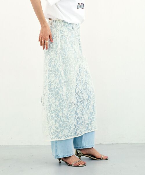 le.coeur blanc（ルクールブラン）の「Elisa Novelli レースラップスカート（スカート・レディース・ホワイト/ブラック・38）」の7枚目の写真