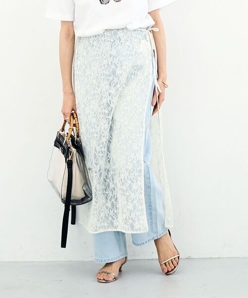 le.coeur blanc（ルクールブラン）の「Elisa Novelli レースラップスカート（スカート・レディース・ホワイト/ブラック・38）」の8枚目の写真