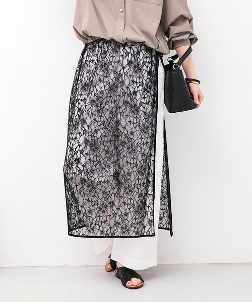 le.coeur blanc（ルクールブラン）の「Elisa Novelli レースラップスカート（スカート・レディース・ホワイト/ブラック・38）」の15枚目の写真