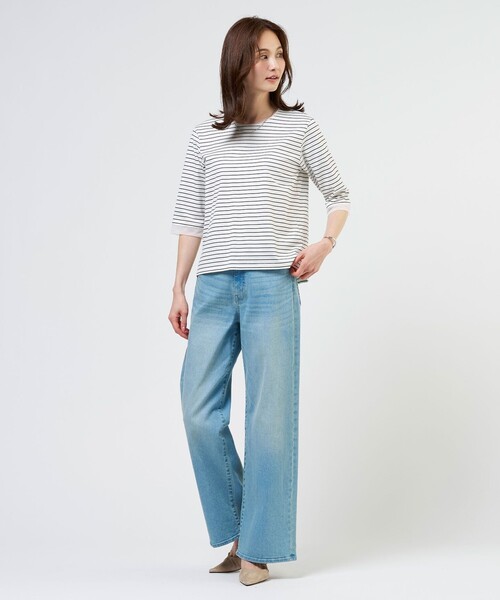 J.PRESS(ジェイプレス)の「スムースジャージー ボーダー カットソー(Tシャツ/カットソー・レディース・ネイビー系1・LARGE/MEDIUM)」の2枚目の写真
