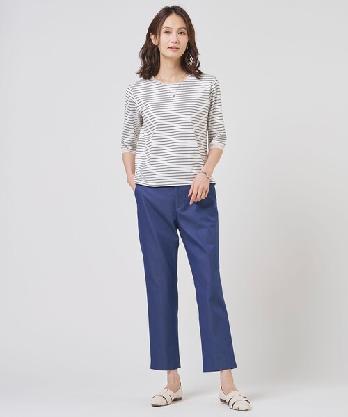 J.PRESS(ジェイプレス)の「スムースジャージー ボーダー カットソー(Tシャツ/カットソー・レディース・ネイビー系1・LARGE/MEDIUM)」の4枚目の写真