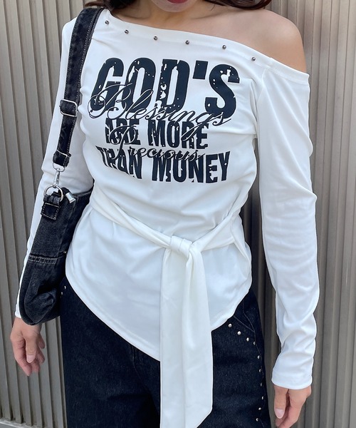 ROGER AND RAW(ロジャーアンドロウ)の「スタッズワンショルアシメトップス(Tシャツ/カットソー・レディース・ホワイト/ブラック/グレー・FREE)」の20枚目の写真