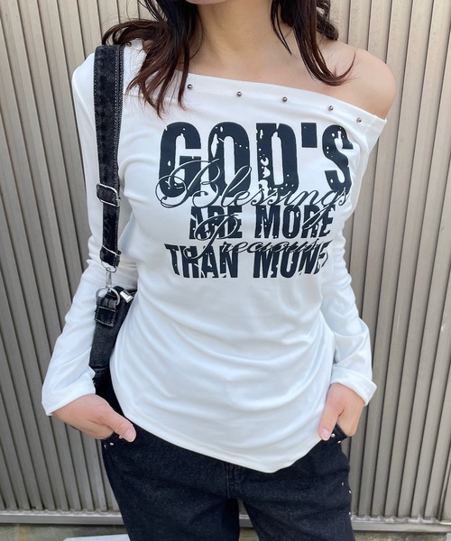 ROGER AND RAW(ロジャーアンドロウ)の「スタッズワンショルアシメトップス(Tシャツ/カットソー・レディース・ホワイト/ブラック/グレー・FREE)」の17枚目の写真