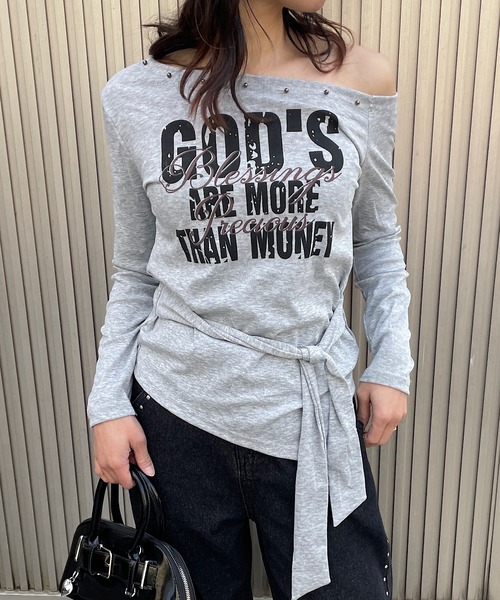 ROGER AND RAW(ロジャーアンドロウ)の「スタッズワンショルアシメトップス(Tシャツ/カットソー・レディース・ホワイト/ブラック/グレー・FREE)」の15枚目の写真