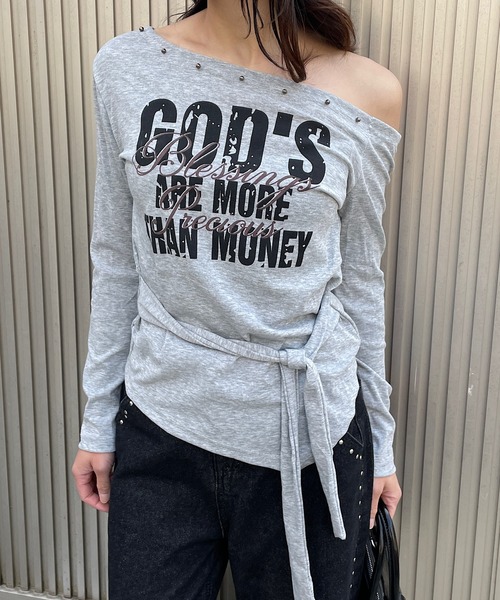 ROGER AND RAW(ロジャーアンドロウ)の「スタッズワンショルアシメトップス(Tシャツ/カットソー・レディース・ホワイト/ブラック/グレー・FREE)」の10枚目の写真