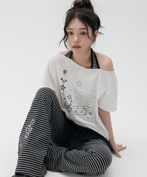 ロックスター ホルターネック オフショルダー_ホワイト（Tシャツ 