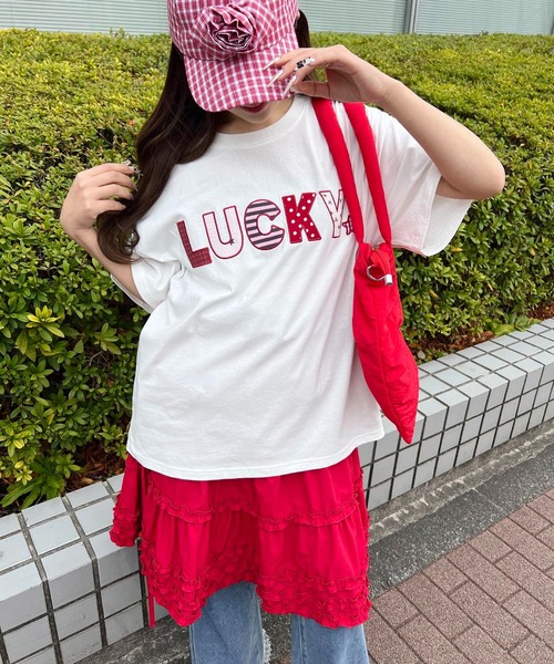 WC(ダブル シー)の「パッチワークロゴビッグT(Tシャツ/カットソー・レディース・グレー/ホワイト・FREE)」の4枚目の写真