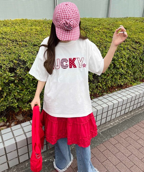 WC(ダブル シー)の「パッチワークロゴビッグT(Tシャツ/カットソー・レディース・グレー/ホワイト・FREE)」の5枚目の写真