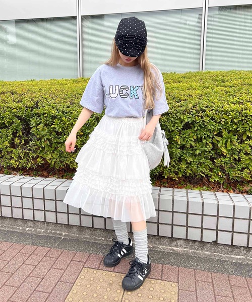 WC(ダブル シー)の「パッチワークロゴビッグT(Tシャツ/カットソー・レディース・グレー/ホワイト・FREE)」の11枚目の写真