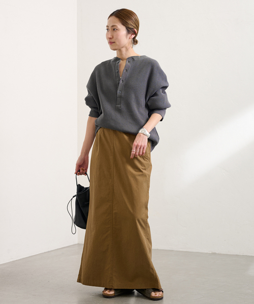 FRAMeWORK(フレームワーク)の「≪WEB限定 / 追加≫ワッフルヘンリープルオーバー 2(Tシャツ/カットソー・レディース・ダークブルー/スミクロ/アイボリー・FREE)」の21枚目の写真