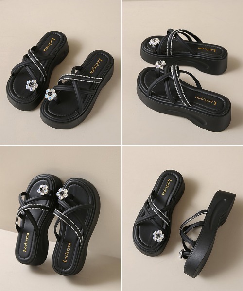 Miniministore(ミニミニストア)の「クロスストラップ厚底トングサンダル夏美脚(サンダル・レディース・ブラック/アイボリー・23.0cm/22.5cm/24.5cm/24.0cm/23.5cm)」の21枚目の写真
