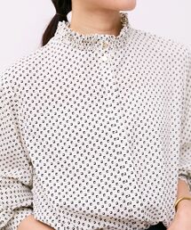 le.coeur blanc | 【日本製】シャーリングネック幾何柄ブラウス(シャツ/ブラウス)