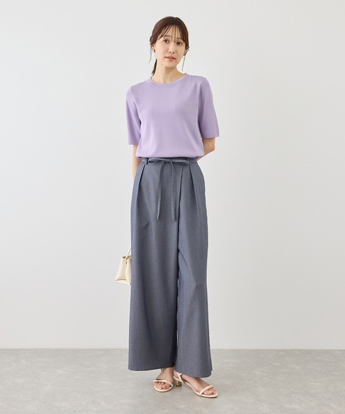 ROPE' PICNIC(ロペピクニック)の「【ベストヒット】八方映えニット ハーフスリーブニット/UVカット・接触冷感・イージーケア(ニット/セーター・レディース・ブラック/ブラウン/オフホワイト/サックスブルー/クリーム/ホワイト系その他5/ピンク系その他2/ラベンダー/グリーン・FREE)」の13枚目の写真