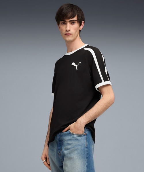 PUMA(プーマ)の「PUMA プーマ メンズ T7 ビッグ キャット リンガー 半袖 Tシャツ(Tシャツ/カットソー・メンズ・ホワイト/ブラック・LARGE/SMALL/MEDIUM/XX-LARGE/X-LARGE)」の1枚目の写真
