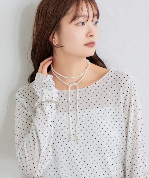 mystic（ミスティック）の「パールラインチョーカーネックレス（リング・レディース・オフホワイト・ONE SIZE）」の3枚目の写真