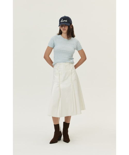 KUME(クメ)の「Front Pocket Pleated Cotton Skirt, Ivory(スカート・レディース・その他・SMALL/MEDIUM/LARGE)」の2枚目の写真