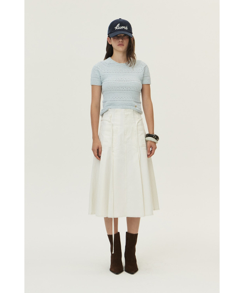 KUME(クメ)の「Front Pocket Pleated Cotton Skirt, Ivory(スカート・レディース・その他・SMALL/MEDIUM/LARGE)」の3枚目の写真