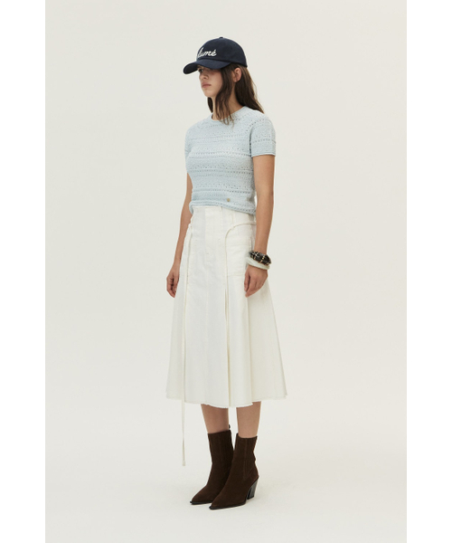 KUME(クメ)の「Front Pocket Pleated Cotton Skirt, Ivory(スカート・レディース・その他・SMALL/MEDIUM/LARGE)」の4枚目の写真
