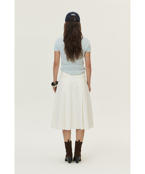 KUME(クメ)の「Front Pocket Pleated Cotton Skirt, Ivory(スカート・レディース・その他・SMALL/MEDIUM/LARGE)」の5枚目の写真