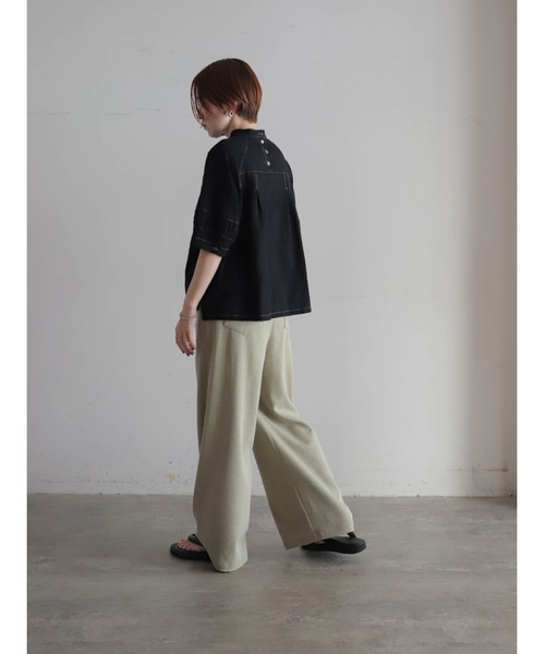FIL DE FER(フィルデフェール)の「【予約】ランダムヘリンボーン イージーワイドパンツ(その他パンツ・レディース・イエロー/カーキ・FREE)」の5枚目の写真