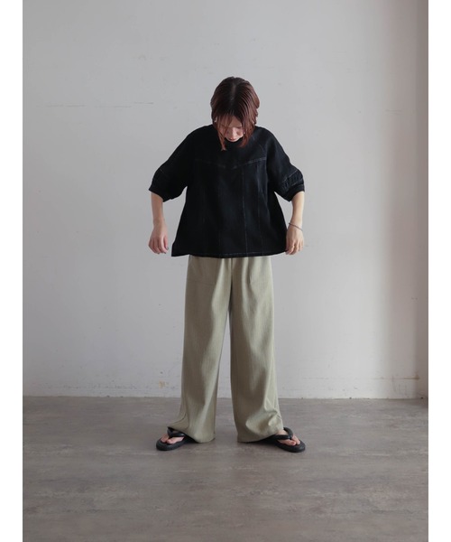 FIL DE FER(フィルデフェール)の「【予約】ランダムヘリンボーン イージーワイドパンツ(その他パンツ・レディース・イエロー/カーキ・FREE)」の7枚目の写真