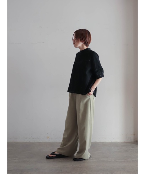 FIL DE FER(フィルデフェール)の「【予約】ランダムヘリンボーン イージーワイドパンツ(その他パンツ・レディース・イエロー/カーキ・FREE)」の6枚目の写真