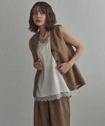 notch. | サイドスリットレースサテンキャミ(キャミソール)