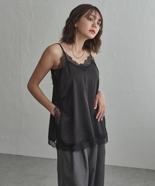 notch.(ノッチ)の「サイドスリットレースサテンキャミ(キャミソール・レディース・オフホワイト/ブラック・M)」の16枚目の写真