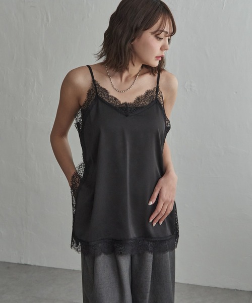notch.(ノッチ)の「サイドスリットレースサテンキャミ(キャミソール・レディース・オフホワイト/ブラック・M)」の15枚目の写真