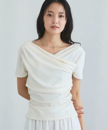 archives | 【ONかわ】ハーフスリーブクロスタックドレープオフショルTOPS(Tシャツ/カットソー)