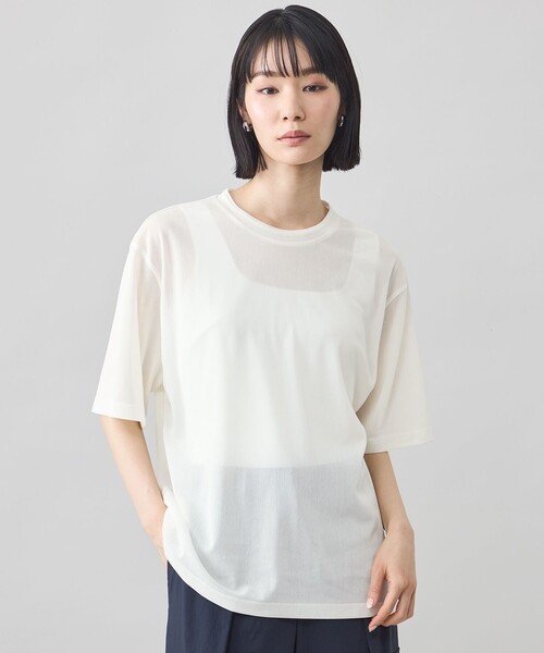 CAST:(キャストコロン)の「【CAST COLON】シアービックT(Tシャツ/カットソー・レディース・ホワイト/ブラウン系その他5/ブルー系その他2/ブラック・M)」の2枚目の写真