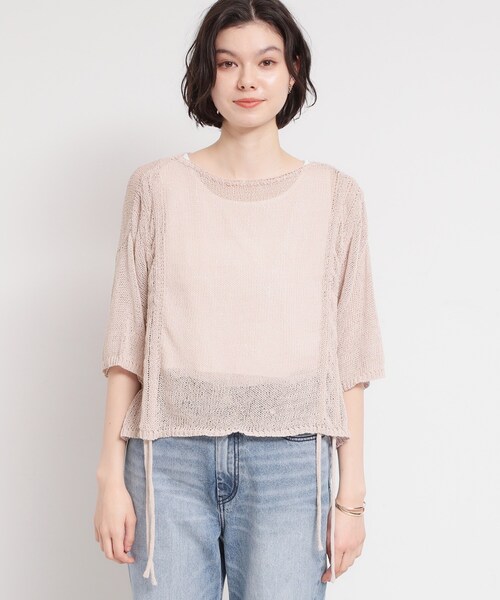 THE SHOP TK (ザ ショップ ティーケー )の「軽やかなレイヤードスタイルに ドロストメッシュニット(ニット/セーター・レディース・ピンク/スミクロ/ライトベージュ・13/12)」の7枚目の写真