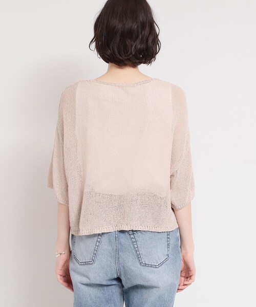 THE SHOP TK (ザ ショップ ティーケー )の「軽やかなレイヤードスタイルに ドロストメッシュニット(ニット/セーター・レディース・ピンク/スミクロ/ライトベージュ・13/12)」の9枚目の写真