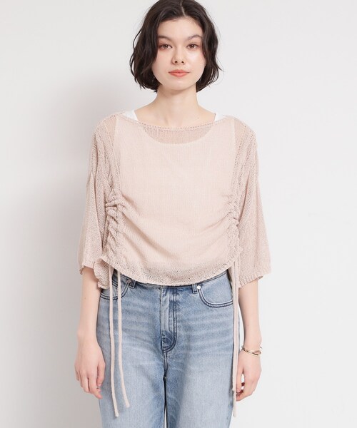 THE SHOP TK (ザ ショップ ティーケー )の「軽やかなレイヤードスタイルに ドロストメッシュニット(ニット/セーター・レディース・ピンク/スミクロ/ライトベージュ・13/12)」の13枚目の写真