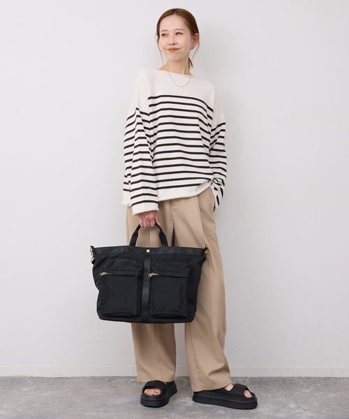 SLOBE IENA(スローブイエナ)の「《追加》Hyman Roth ナイロントート T10692(トートバッグ・レディース・ブラック/カーキ・FREE)」の3枚目の写真