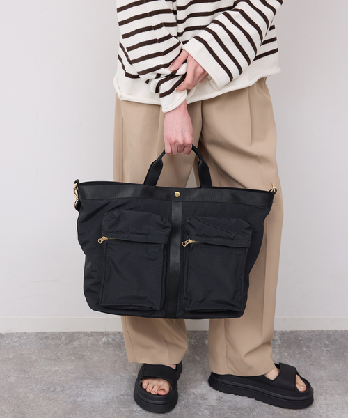 SLOBE IENA(スローブイエナ)の「《追加》Hyman Roth ナイロントート T10692(トートバッグ・レディース・ブラック/カーキ・FREE)」の5枚目の写真