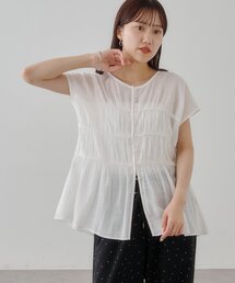 ヨウリュウギャザーフレンチスリーブブラウス