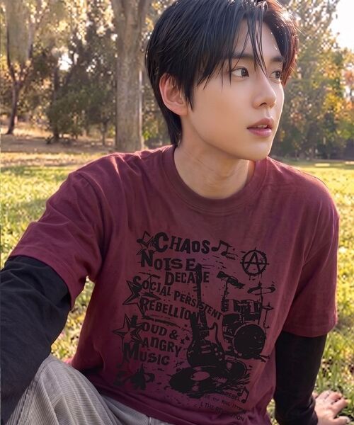 VANNWORKS(バンワークス)の「レイヤード CHOAS MUSIC ロングスリーブ (VVLL0222) バーガンディ/ブラック(Tシャツ/カットソー・レディース・その他・SMALL/MEDIUM/LARGE/X-LARGE)」の6枚目の写真
