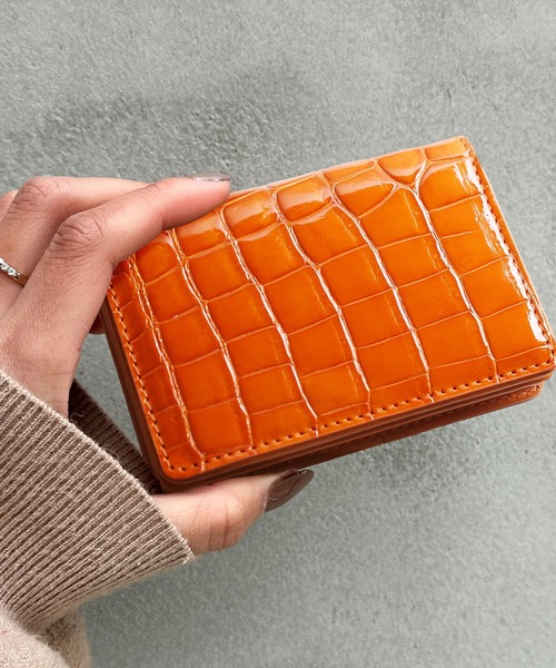 ナイルクロコダイル 名刺入れ シャイニング加工
