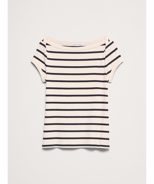 Banana Republic（バナナリパブリック）の「リブ ボートネック トップス（Tシャツ/カットソー・レディース・ブラック/ブラック系その他/ホワイト/ブラウン・M/S/XS/L）」の7枚目の写真