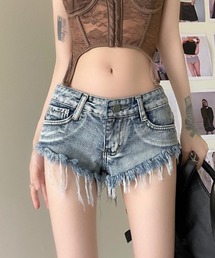 フリンジショートデニムパンツ