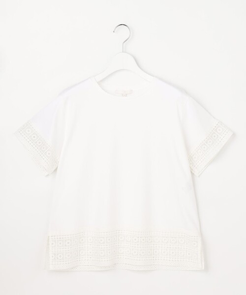 自由区(ジユウク)の「ナチュラルコットンハイゲージレースドッキング Tシャツ(Tシャツ/カットソー・レディース・ピンク系/ブラウン系/ブラック系/アイボリー系・32)」の22枚目の写真