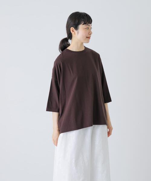 かぐれ(カグレ)の「ワイド6分袖プルオーバー(Tシャツ/カットソー・レディース・スミクロ/グレー系その他/オフホワイト/ブラウン・FREE)」の4枚目の写真