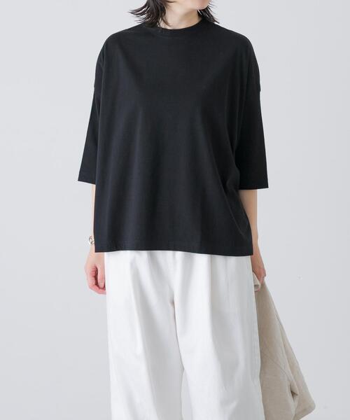かぐれ(カグレ)の「ワイド6分袖プルオーバー(Tシャツ/カットソー・レディース・スミクロ/グレー系その他/オフホワイト・FREE)」の1枚目の写真