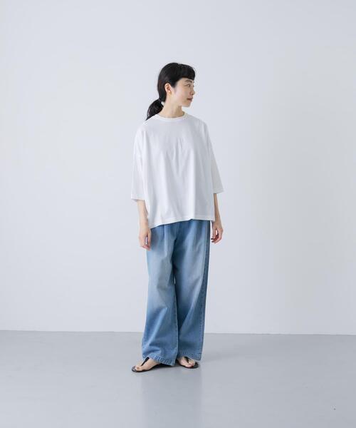 かぐれ(カグレ)の「ワイド6分袖プルオーバー(Tシャツ/カットソー・レディース・スミクロ/グレー系その他/オフホワイト/ブラウン・FREE)」の11枚目の写真